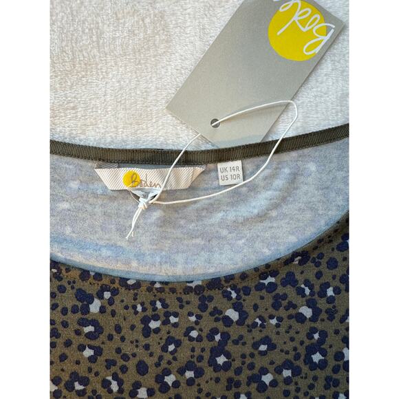 Boden Gray Leopard Print Midi Dress Short Sleeve Animal Print Stretch 10 Knee - Picture 6 of 10